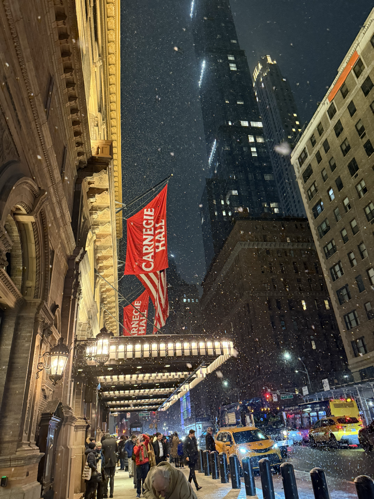 Exterior photo of Carnegie Hall before the Budapest Festival Orchestra concert